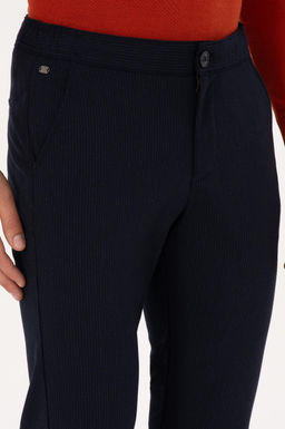 Erkek Lacivert Slim Fit Kanvas / Chino Pantolon