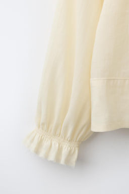CAMISA VOLANTE CON RAMIO / Mantequilla - Zara фото 5