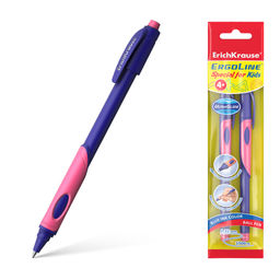 Цена за 12 шт. Набор из 2 ручек шариковых ErichKrause ErgoLine® Kids Stick&Grip Neon 0.5, Super Glide Technology, цвет чернил синий, розов грип (в пакете)