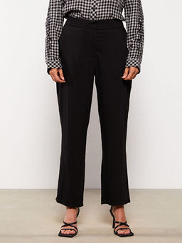 Kad?n Beli Lastikli Standart Fit D?z Pantolon