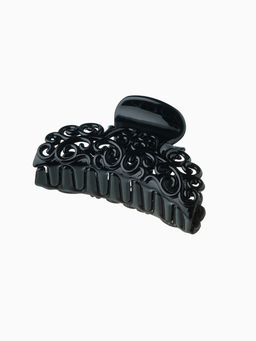 Цена за 12 шт. Крабик для волос «Глянец», ажурный узор, 6.5 см, чёрный