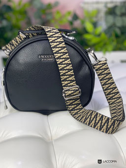 LACCOMA ремень 1000-22-3,8-зиг заг черный/бежевый полиэстр