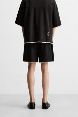 CONTRAST EMBROIDERY BERMUDA SHORTS - Zara фото 3