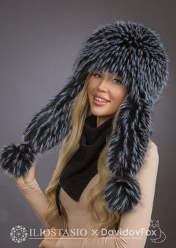 Шапка Сноп экомех енот с ушами блэк