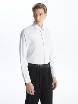 Slim Fit Uzun Kollu Desenli Poplin Erkek G?mlek