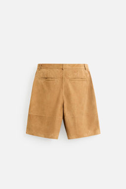 PLEATED SUEDE LEATHER BERMUDA SHORTS - Zara фото 8