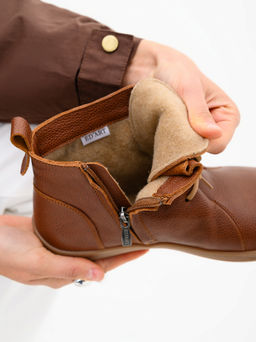 Босоногие ботинки 352.NATAbr.Коньяк/мех