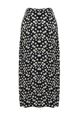 TRENDYOLMILLA Siyah Papatya Desenli Y?rtmacl? Viskon Kumasl? Midi Dokuma Etek TWOSS24ET00108 фото 8