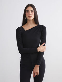 Asimetrik Yaka B?zg?l? Bluz