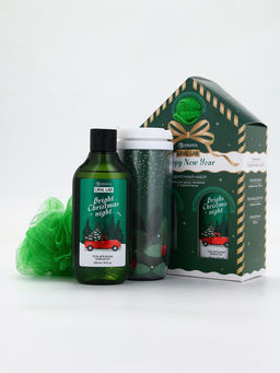 Подарочный набор Happy New Year: гель для душа, мочалка и термостакан, аромат хвойный лес, URAL LAB  фото 2