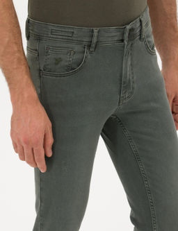 Зеленые джинсовые брюки узкого кроя - Cacharel фото 5