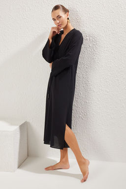 K?rm?z? Dokuma Buzgulu %100 Pamuk Maxi Plaj Elbise TBESS25EL00015 - Trendyolmilla фото 11