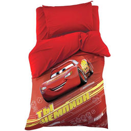 Постельное бельё 1.5 сп Тачки 143х215 см, 150х214 см, 50х70 1 шт, поплин 125 г/м2