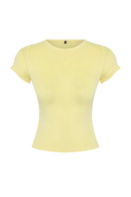 Ac?k Sar? Buzgu/Drape Detayl? Fitted Orme Bluz TWOSS25BZ00505
