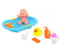 Пупс с ванночкой и игрушками для купания (1755939) в пакете 21*13,5см