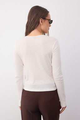 Wardrobe Essentials Siyah Transparan Slim/Vucuda Oturan Orme Bluz | TWOAW26BZ00015 - Trendyolmilla фото 4