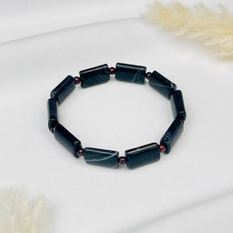 Браслет из полосатого Агата и Граната 20 см