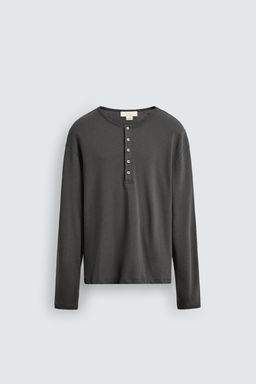 CAMISETA CUELLO PANADERO ALGOD?N - LINO LIMITED EDITION / Gris oscuro - Zara фото 8