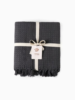 Плед вафельный «Этель» 150×240 см, хлопок 100%, серый