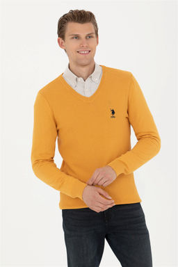 Мужской горчичный базовый свитер Неожиданная скидка в корзине - U.s. polo assn фото 4