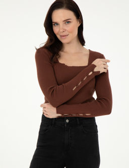 Kahverengi Ex. Slim Fit Kazak