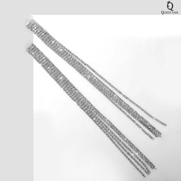 Серьги висячие со стразами Водопад мини квадрат, 5 нитей, цвет белый в серебре, 19,5см - Queen fair фото 2