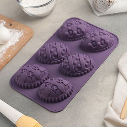 Форма силиконовая для выпечки Доляна Пасхальные яйца, 27?16,5 см, 6 ячеек (8,8?6 см), цвет МИКС