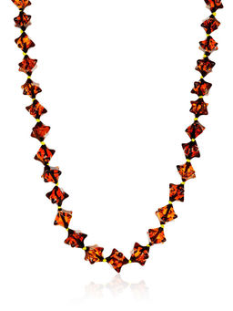 Оригинальные бусы из натурального янтаря Ёжики тёмно-коньячные