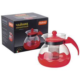 Чайник заварочный Decotto-1500 с пластик ручкой, фильтр из нерж ст, 1,5 л, Mallony арт.910107