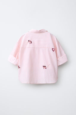 CAMISA Y TOP RAYAS FLORES LENTEJUELAS / Rosa pastel - Zara фото 9
