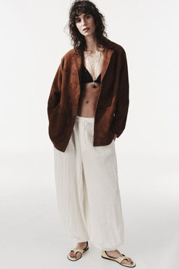 ZW COLLECTION LIMITED EDITION 100% SUEDE OVERSIZE BLAZER - Zara фото 4