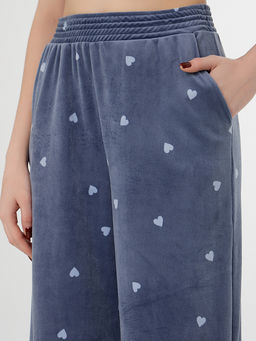 Комплект домашний женский велюровый синий с принтом в сердечко - Mark formelle фото 5