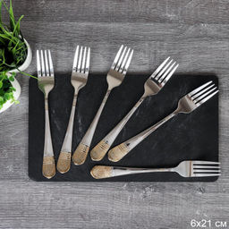 Вилка столовая 6 штук Золото 10 Spark/ MJ3162-1 /уп 100/410/шлифовка глянец