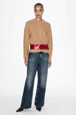 100% STUDDED LEATHER WAIST BELT - Zara фото 3