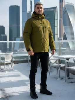 Горнолыжная куртка мужская зимняя цвета хаки 2412Kh