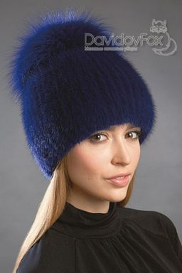 Шапка Лыжница норка индиго