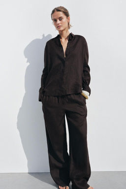 ZW COLLECTION 100% LINEN PALAZZO TROUSERS - Zara фото 3