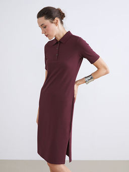 Polo Yaka A Kesim Modal Kar???ml? Elbise