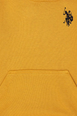 U. S. Polo Assn / Детская базовая толстовка с капюшоном горчичного цвета - U.s. polo assn фото 6