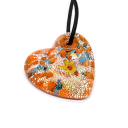 Кулон Сердце 40*40мм из муранского стекла цв.оранжевый - Радуга камня фото 2