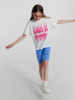 Футболка для девочек белая с надписью Always be yourself