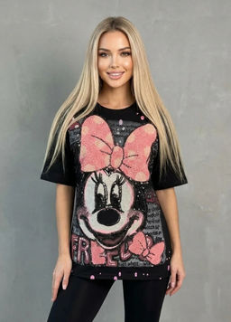 K13417 Футболка OVER SIZE (хлопок) ЧЕРНЫЙ