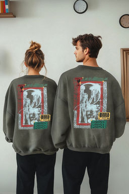 TRENDYOL MAN Antrasit %100 Pamuk Oversize/Genis Kesim Eskitme/Soluk Efektli Sweatshirt TMNAW24SW00080