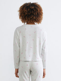 Bisiklet Yaka Bask?l? Kad?n Pijama ?st?