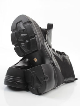 01-F591-1 BLACK Ботинки демисезонные женские (натуральная кожа, искусственная кожа)
