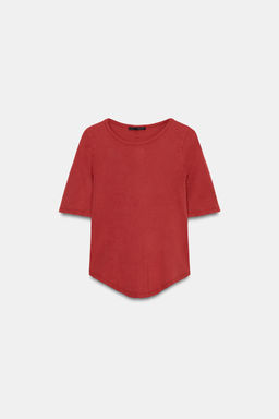 CAMISETA EFECTO LAVADO / Rojo - Zara фото 8