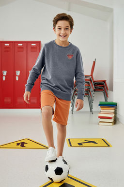 Antrasit Erkek Cocuk Bask?l? Orme Sweatshirt TKDAW25SW00085