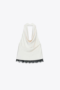 SATIN HALTER TOP WITH LACE - Zara фото 4