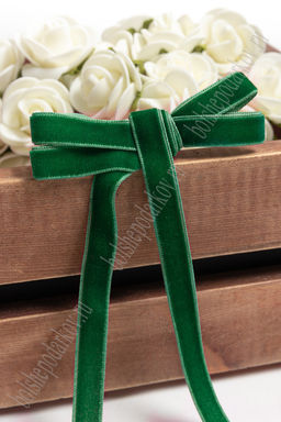 Лента бархатная 1 см*50 ярд (SF-2323) зеленый №163