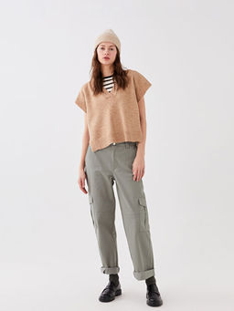 Kad?n V Yaka D?z Triko S?veter